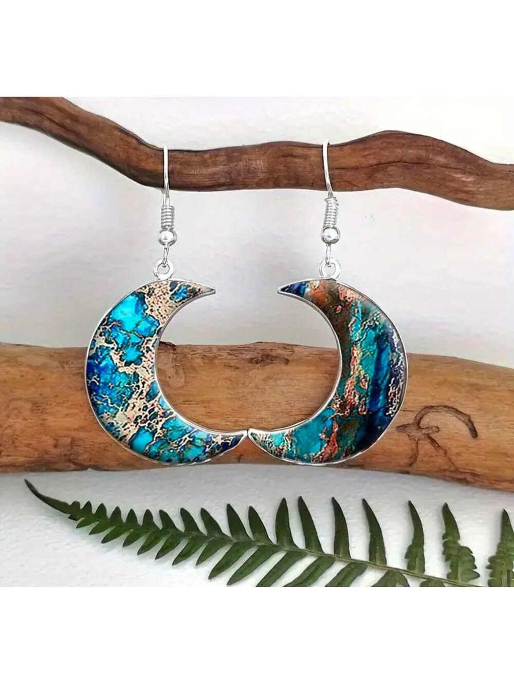 New - Uniquely Designed Boho Style Moon Shaped Dangle Drop Earrings